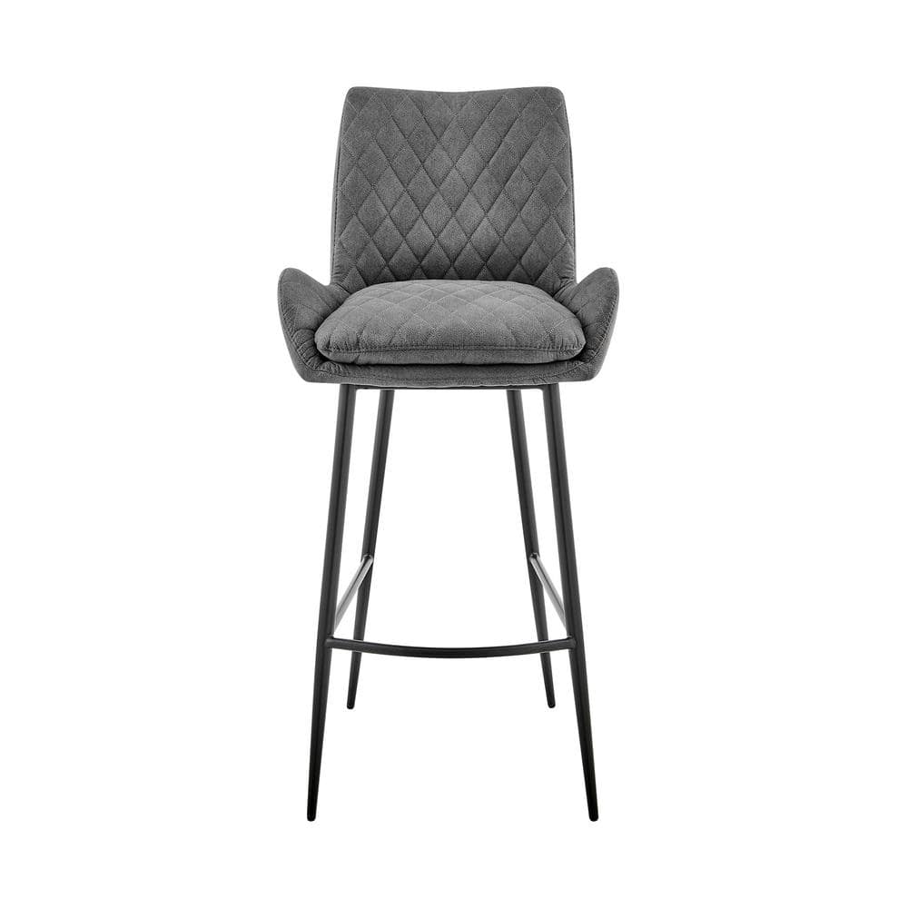 Armen Living Panama 30 in. Bar Height Bar Stool in Charcoal Fabric and Black LCPMBACH30