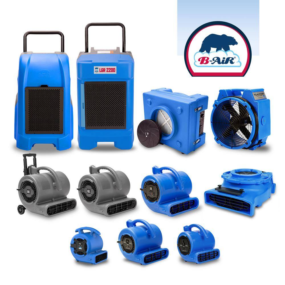 B-Air 18 HP Air Mover Carpet Dryer Floor Blower Fan for Home Use in Blue BA-VP-15-BL