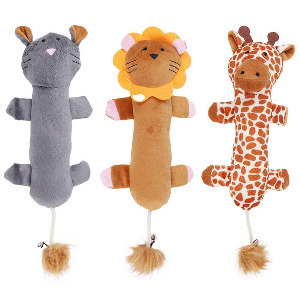 3pcs Cat Bite-resistant Toy Molar Teething Training Toy Animal Doll Plush Toy