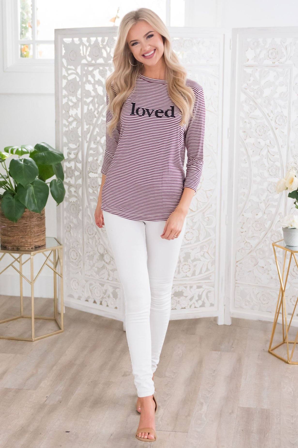 Loved Modest 3/4 Length Sleeve Tee