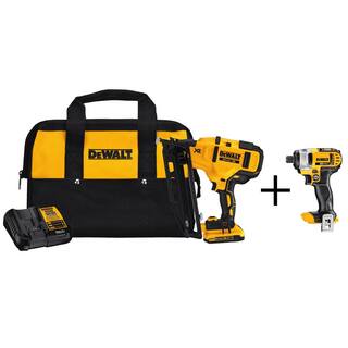 DW 20V MAX 16-Gauge Cordless Angled Nailer Kit and 20V MAX 14 in. Cordless Impact Driver DCN660D1wDCF885B