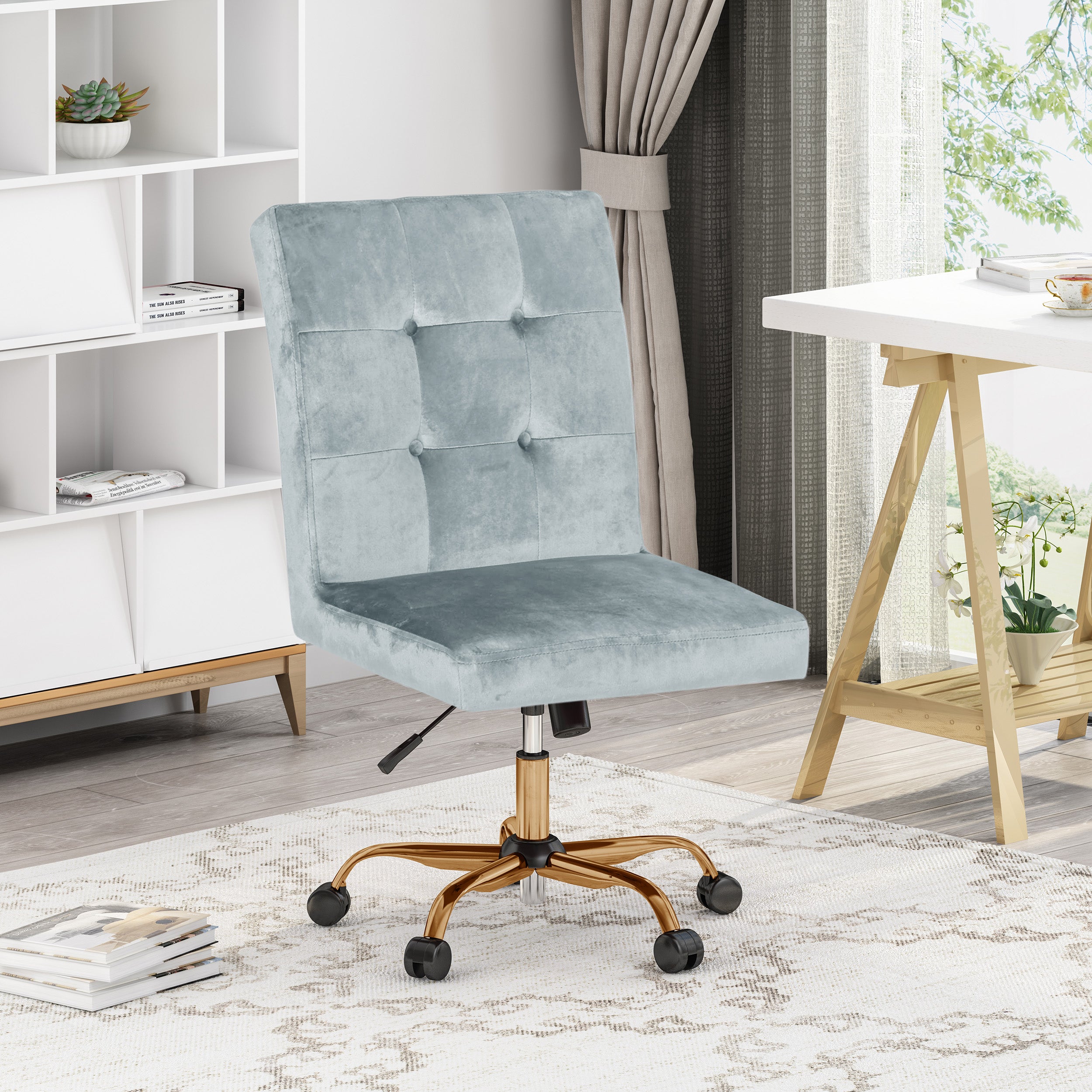 Theodore Glam Tufted Home Office Chair with Swivel Base