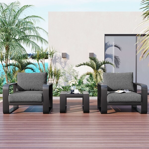 3Piece Aluminum Frame All Weather Patio Furniture with 6.7