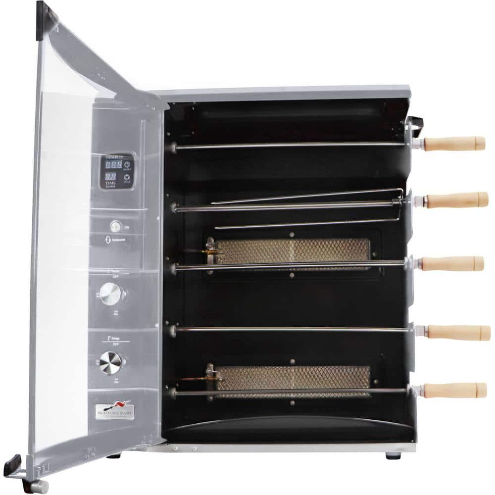 BRAZILIAN FLAME Portable Propane Gas Rotisserie Grill in Silver