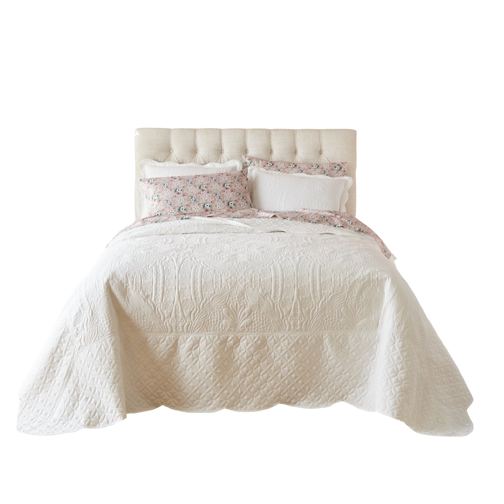 Brylanehome Lily Damask Embossed Bedspread - King， Khaki