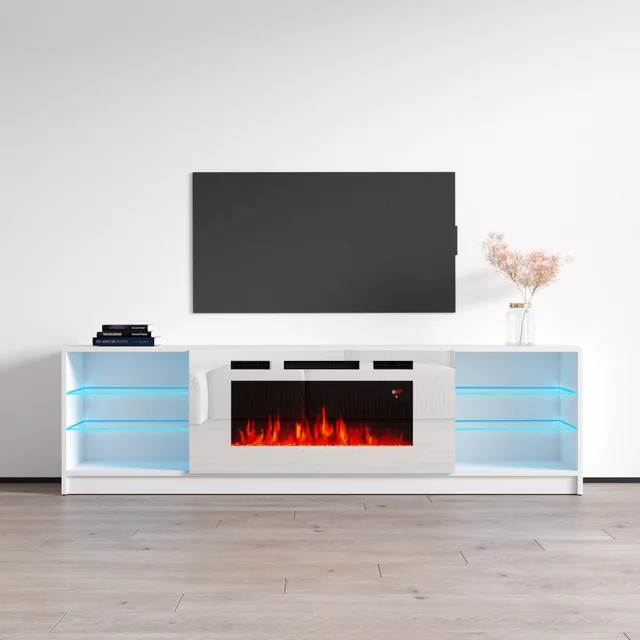 Modern Entertainment Center  Center Fireplace  ampDrop Down Cabinet Doors   Modern   Entertainment Centers And Tv Stands   by Declusia  Houzz