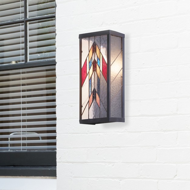 1 light Mission Style Stained Glass Outdoor Wall Sconce River Of Goods