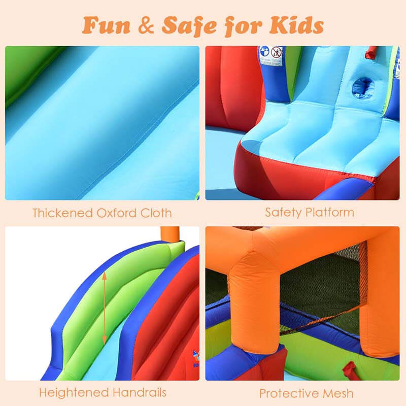 6-in-1 Pirate Ship Kids Giant Water Park Inflatable Bounce House Bouncy Castle with Long Water Slide