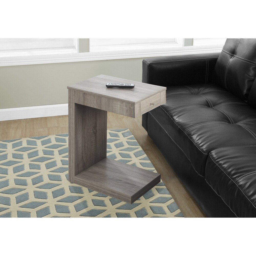 Accent Table  C shaped  End  Side  Snack  Storage Drawer  Living Room  Bedroom  Laminate  Contemporary  Modern