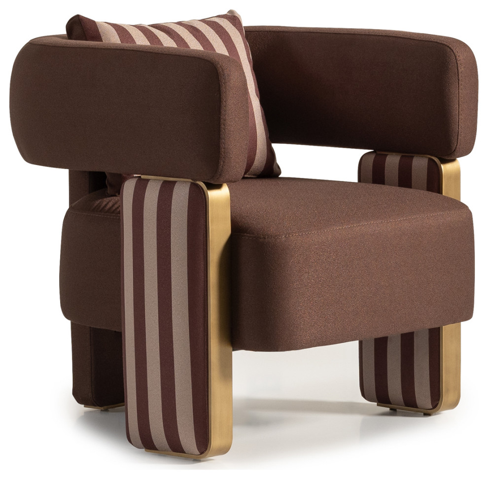 Amora Accent Chair Brown/Eggshell Walnut   Contemporary   Armchairs And Accent Chairs   by Michael Amini  Houzz