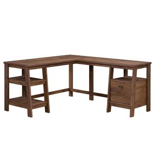 SAUDER Trestle 59.055 in. L-Shape Vintage Oak Computer Desk with File Storage 428834