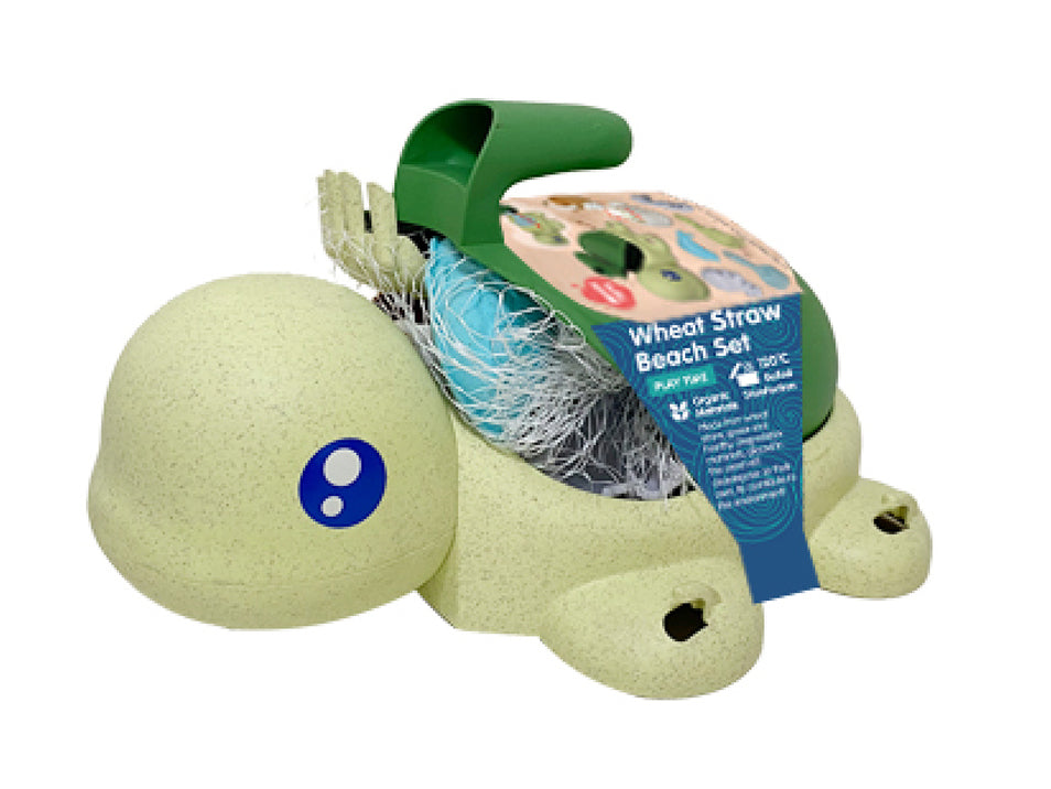 Beach Toys Set for Kids, Turtle Beach Sand Toy. Set Including Friendly Turtle , Watering can, Beach Molds, Beach Bucket, Beach Shovel Tool Kit, ideal for Toddlers. Organic Material - Degradable