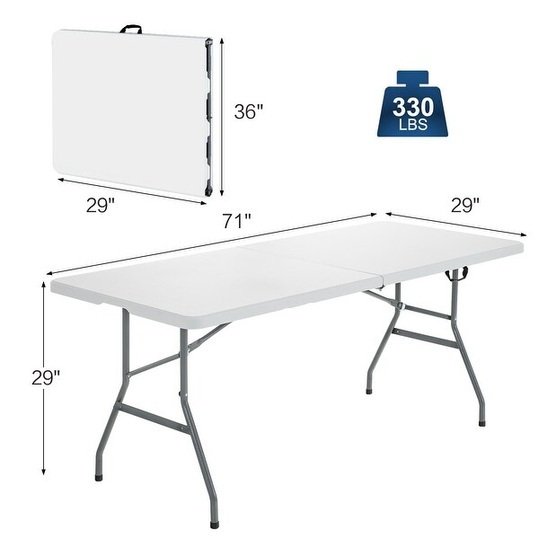 6 FT Portable Folding Camping Table with Carrying Handle for Picnic