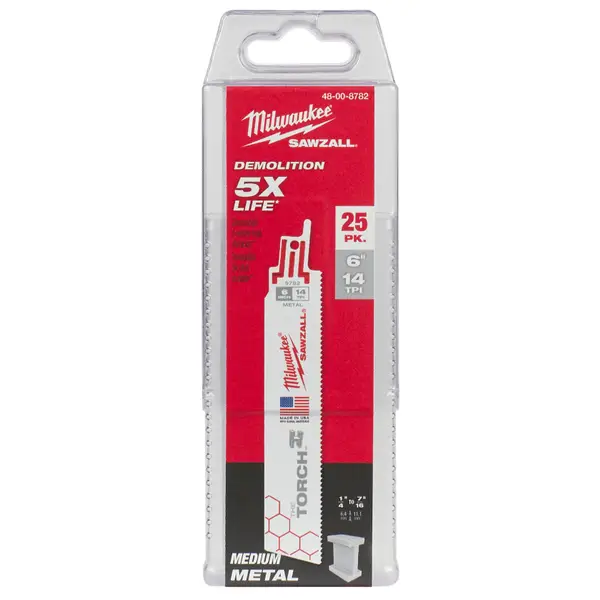 Milwaukee 25-Pack 6 14 TPI THE TORCH SAWZALL Blades