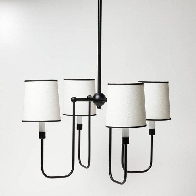 4 arm Chandelier With Trim Shades Black Designed With Studio Mcgee