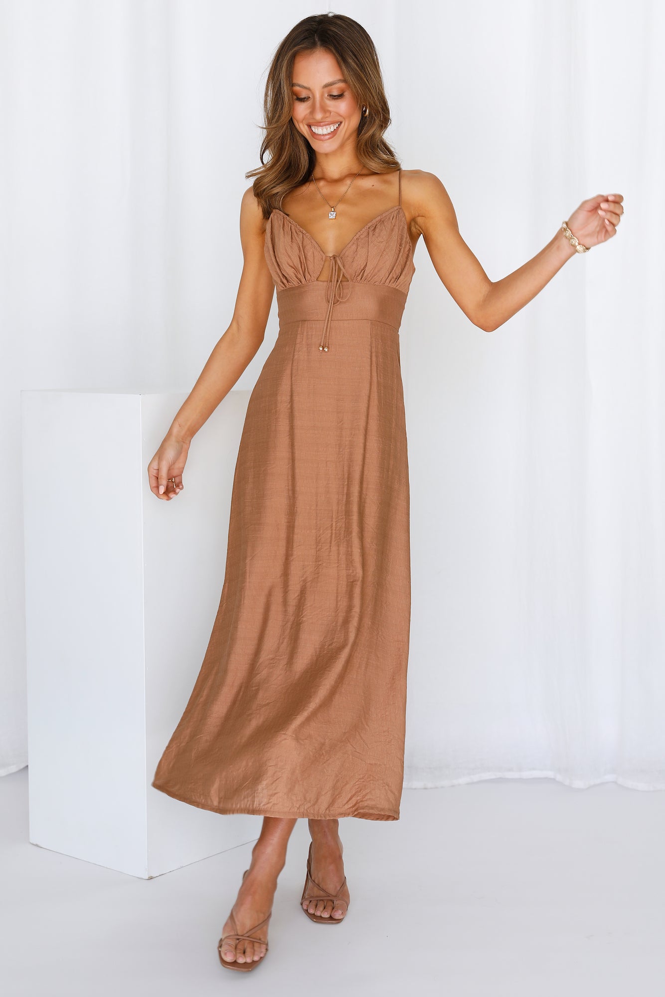 Summertime Hearts Maxi Dress Tan