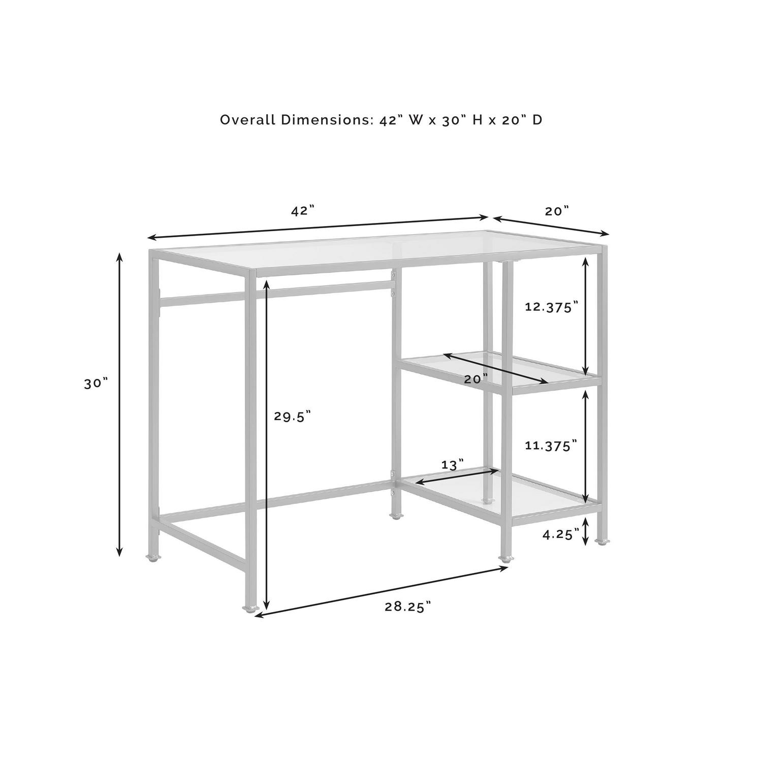 Crosley Furniture Aimee Steel Desk， Gold/Clear