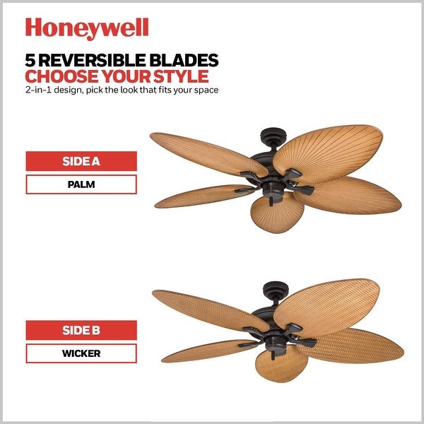 Honeywell Palm Valley Bronze Tropical Ceiling Fan with Palm Leaf Blades - 52-inch Shopping - The Best Deals on Ceiling Fans | 27985755