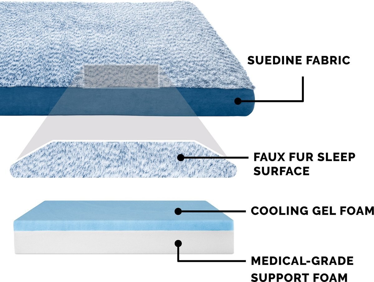 FurHaven Faux Fur and Suede Deluxe Cooling Gel Dog and Cat Mattress