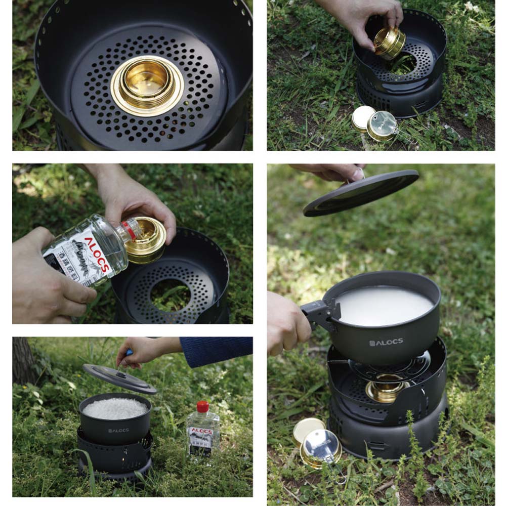 ALOCS Outdoor Camping Portable Kitchenware Set Hiking Picnic Cooking Utensil  Pot Bowl Pan