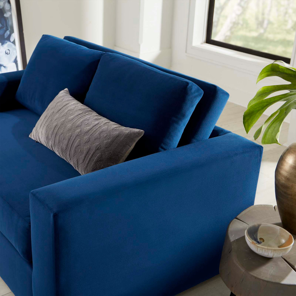 Avendale Velvet Loveseat  Deep Navy   Contemporary   Loveseats   by First of a Kind USA Inc  Houzz