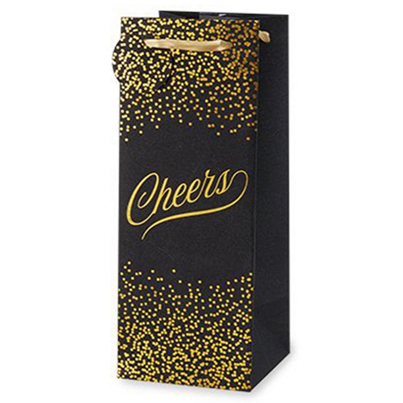 Cakewalk Cheers Black and Gold 1.5l Bottle Bag - Pack Of 10