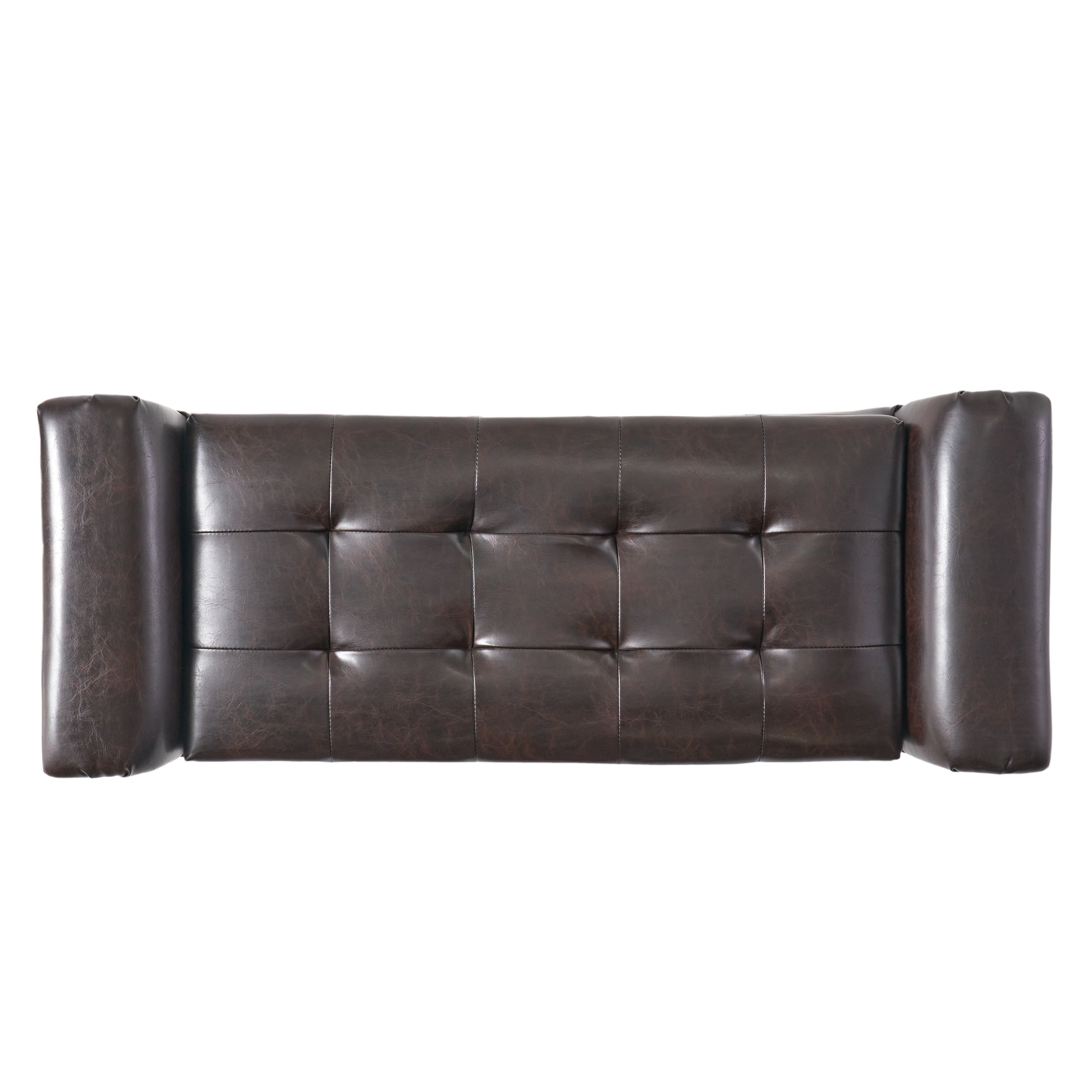 James Brown Tufted Leather Armed Storage Ottoman Bench