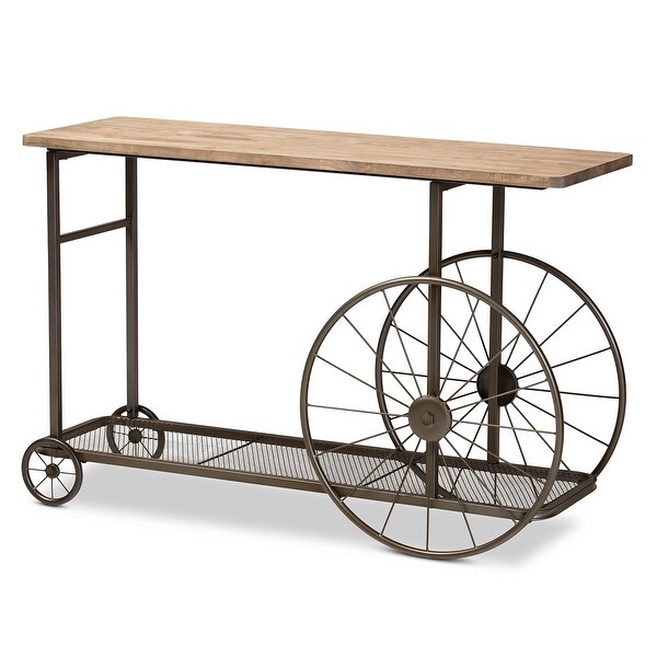 Terence Vintage Rustic Industrial Metal Wheeled Console Table