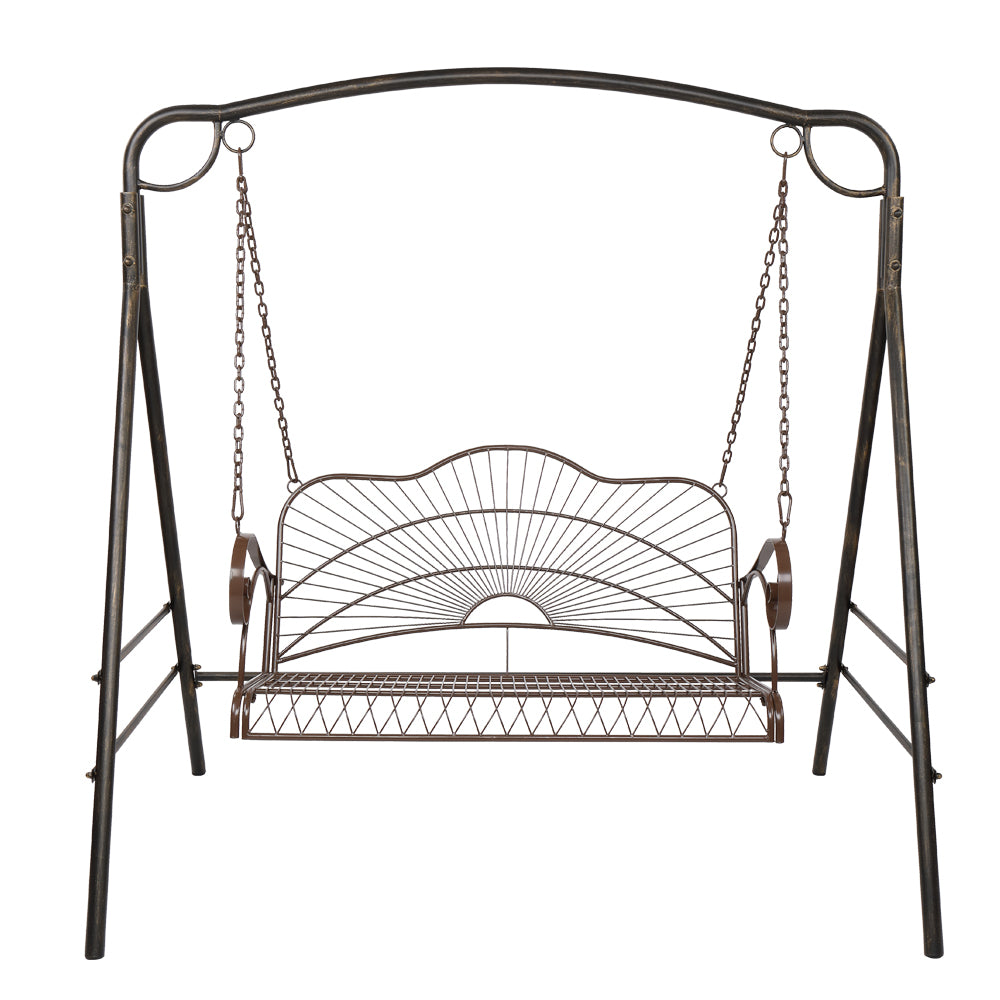 HISTOYE 2 Person Swing Chair Hanging Porch Swing Bench Metal Porch Swing Metal Outdoor Hanging Porch Swing,Iron Patio Porch Swing Bench Chairs for Patio Garden Bench Backyard