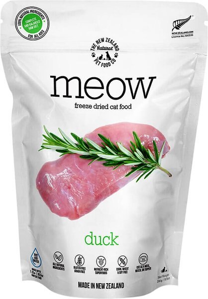 The New Zealand Natural Pet Food Co. Meow Duck Grain-Free Freeze-Dried Cat Food， 9-oz bag