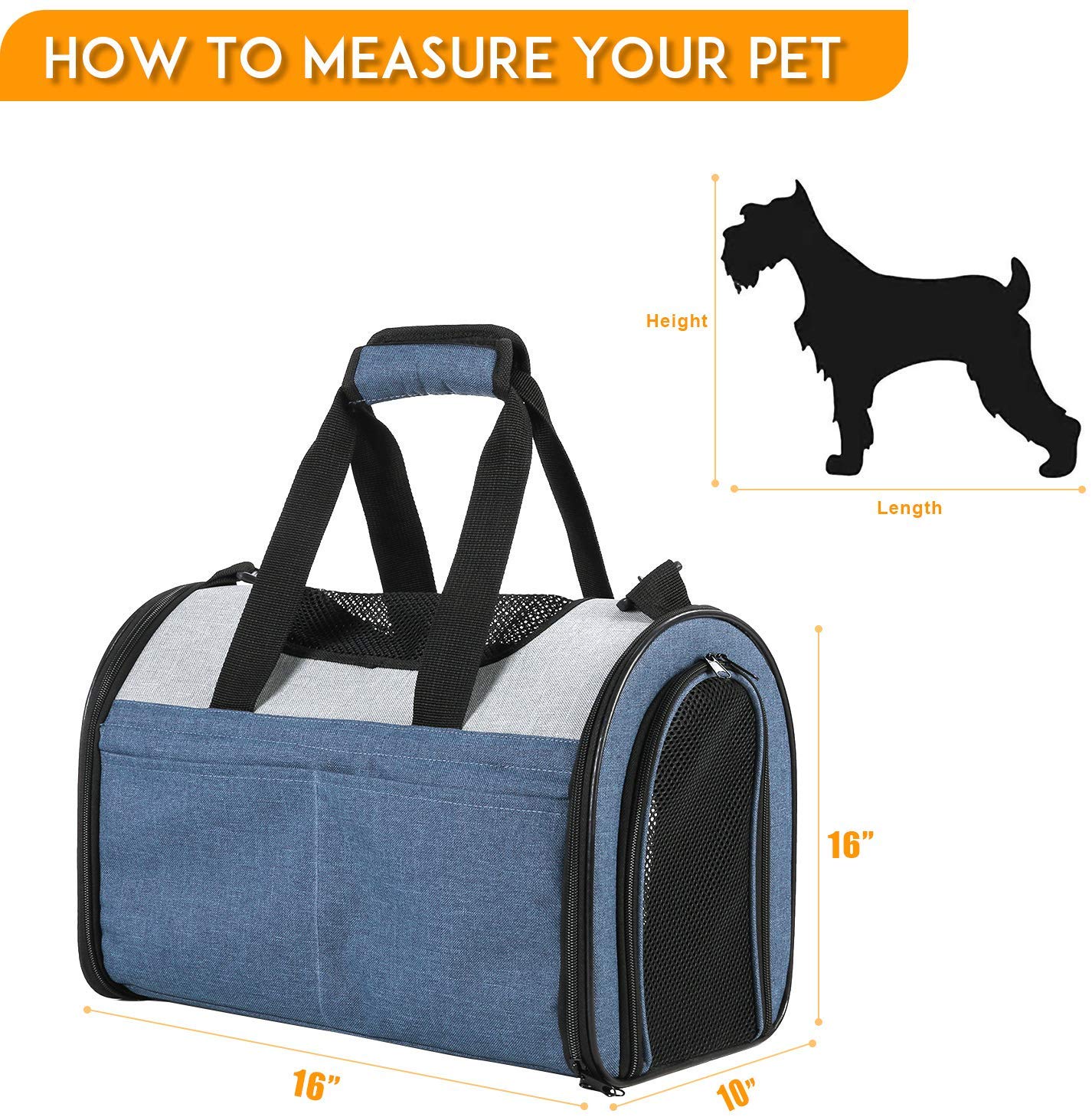 Jespet Soft Sided Pet Carrier， Airline Approved Cat Kennels Dog Carrier Collapsible