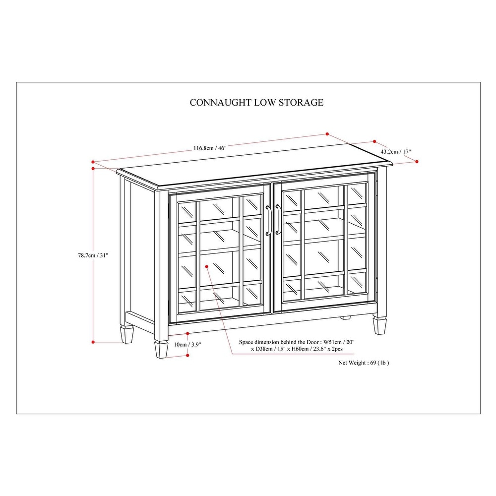 WYNDENHALL Hampshire SOLID WOOD 46 inch Wide Traditional Low Storage Cabinet   46\