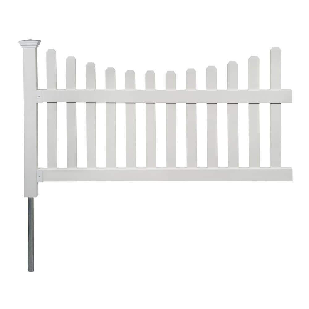 Zippity Outdoor Products 3.5 ft. H x 6 ft. W Permanent All American Vinyl Picket Fence Panel Kit with No-Dig Anchor and Cap ZP19041