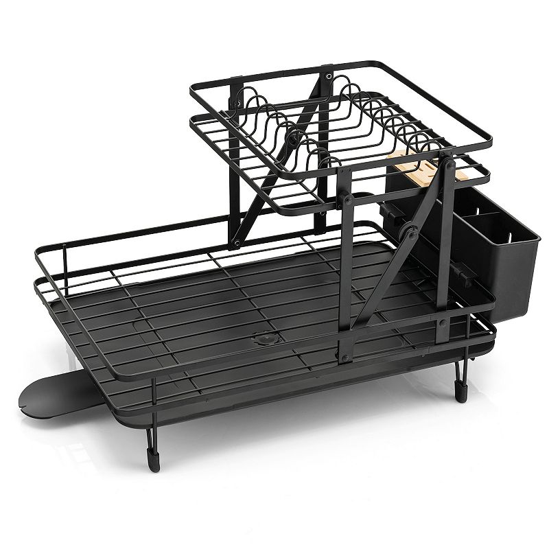 2-Tier Collapsible Dish Rack with Removable Drip Tray