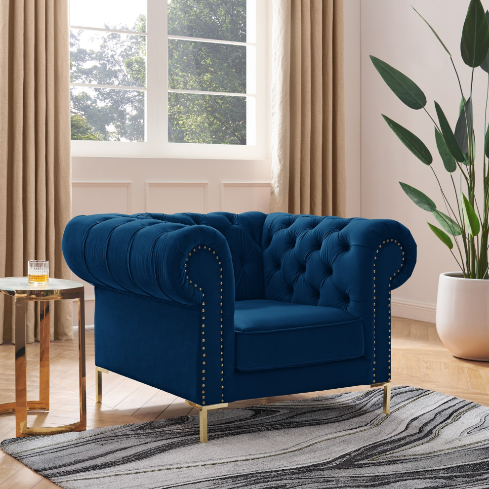 Inspired Home Ariadna Club Chair Button Tufted  Velvet   Contemporary   Armchairs And Accent Chairs   by Inspired Home  Houzz