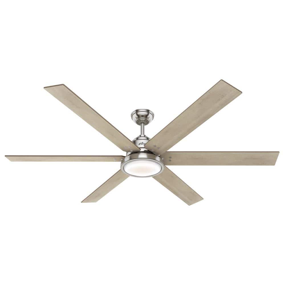 Hunter Warrant 70 in LED Indoor Brushed Nickel Ceiling Fan with Light and Wall Switch