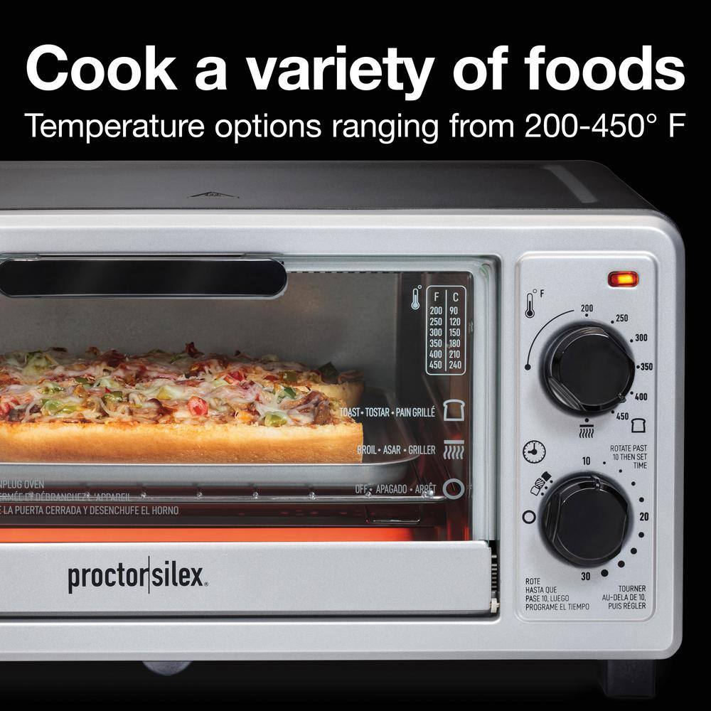 Proctor Silex 1100-Watt 4-Slice Black Toaster Oven Broiler 31260