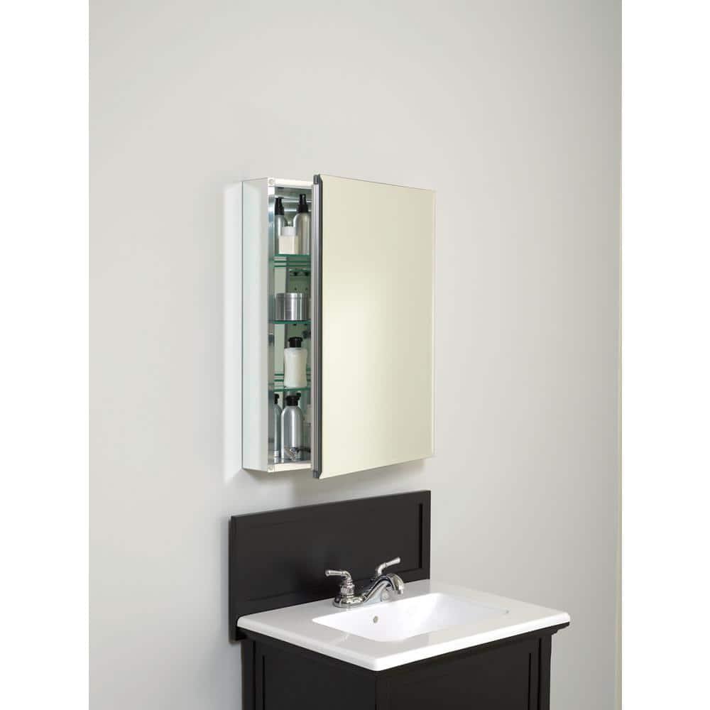 Zenna Home 24 in W x 30 in H Aluminum Frameless Beveled Mirror Medicine Cabinet