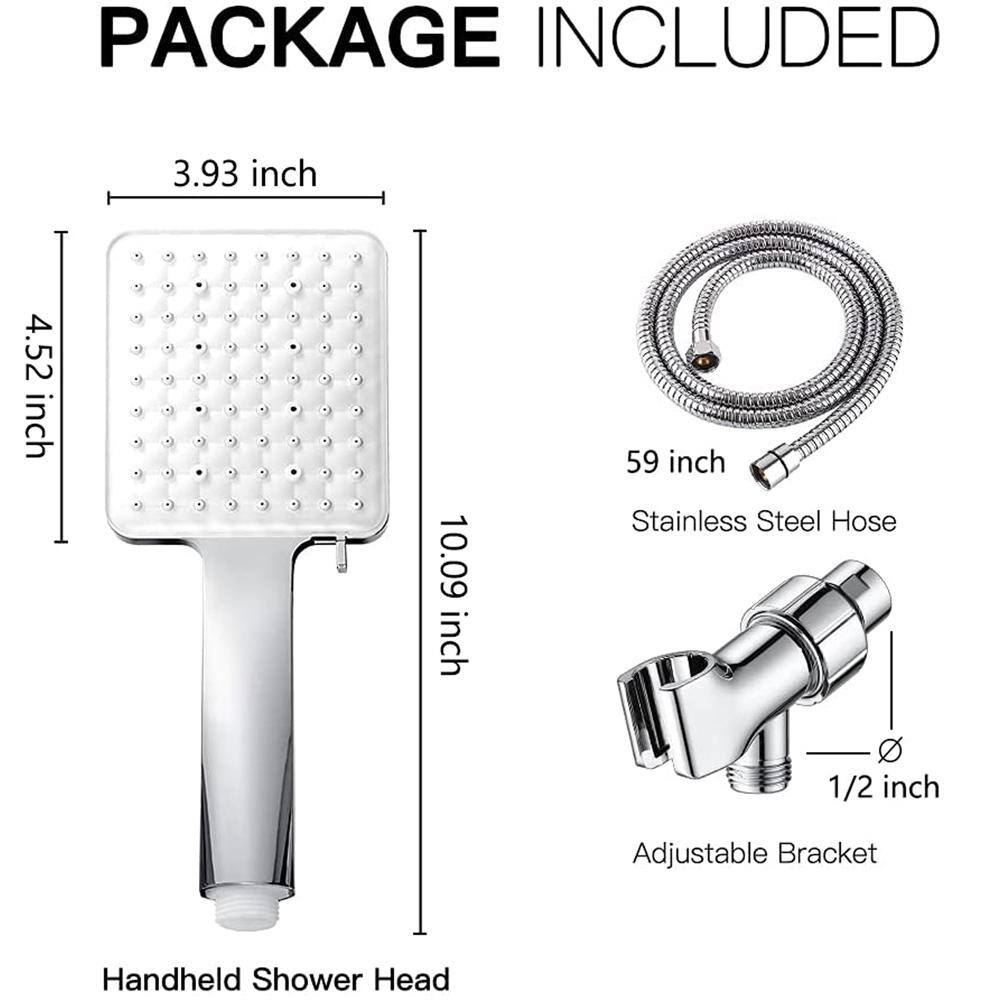 YASINU 6-Spray Patterns 1.8 GPM 4 in. Wall Mount Handheld Shower Head in Chrome YNAC117CH