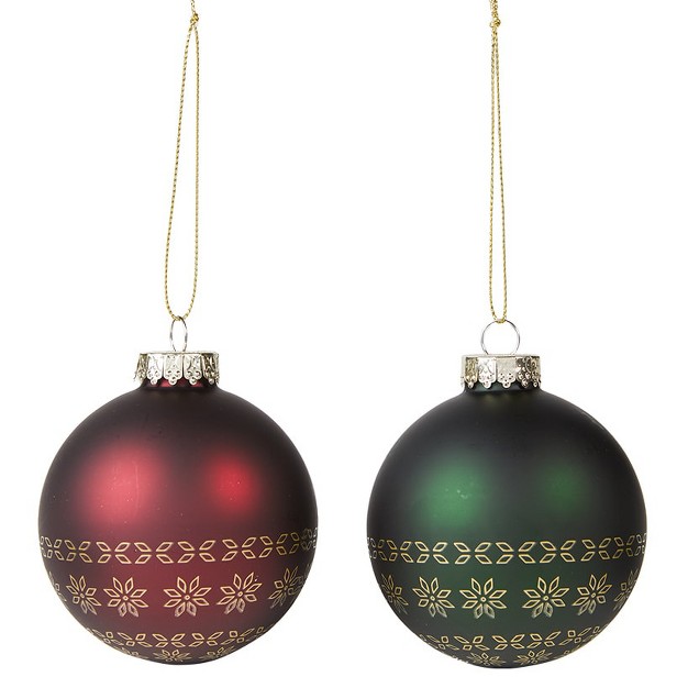 The Lakeside Collection Luxe Noel Gold Patterned Ball Ornaments 2 Pieces