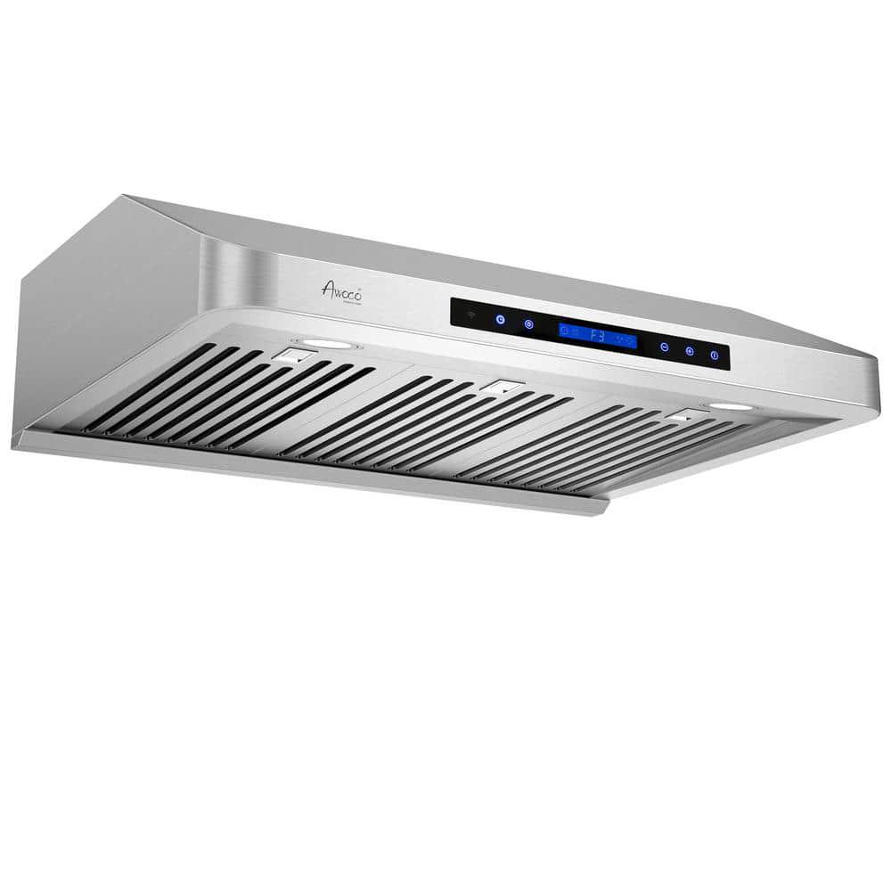 AWOCO  30 in 1000 CFM Ducted Under Cabinet Range Hood in Stainless Steel with Remote Control