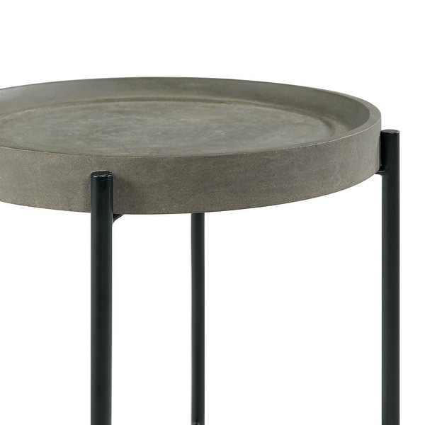 Brookline 20 in. Round Wood with Concrete-Coating End Table