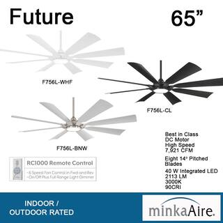 MINKA-AIRE Future 65 in. LED Indoor Outdoor Coal Black Ceiling Fan with Remote F756L-CL