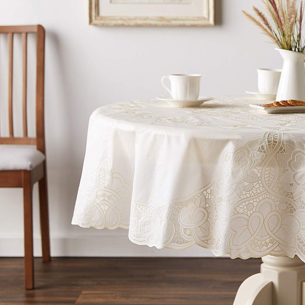 Violet Linen Vinyl Lace Betenburg Design Tablecloth