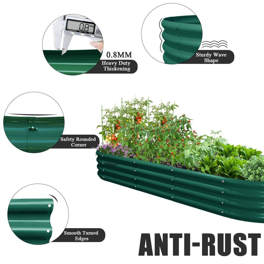 2 Pcs 96 in. L x 36 in. W x 18 in. H Rust-Resistant Oval Green Outdoor Metal Planter Box Raised Garden Beds 2024163ABC