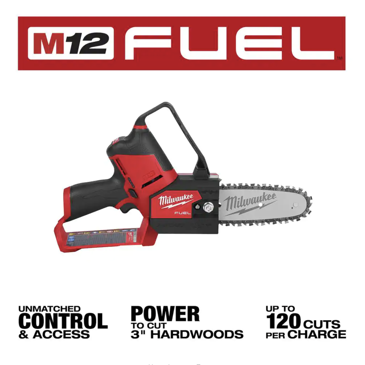 Milwaukee M12 FUEL 12-Volt Lithium-Ion Brushless Cordless 6 in. HATCHET Chainsaw (Tool-Only) with Extra 6 in. Chain (2527-20-49-16-2732)