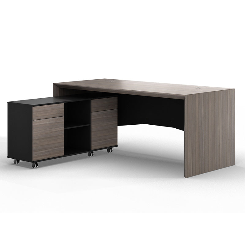 MONTE Executive Desk with Reversible Mobile Return 180cm - Hazelnut & Grey