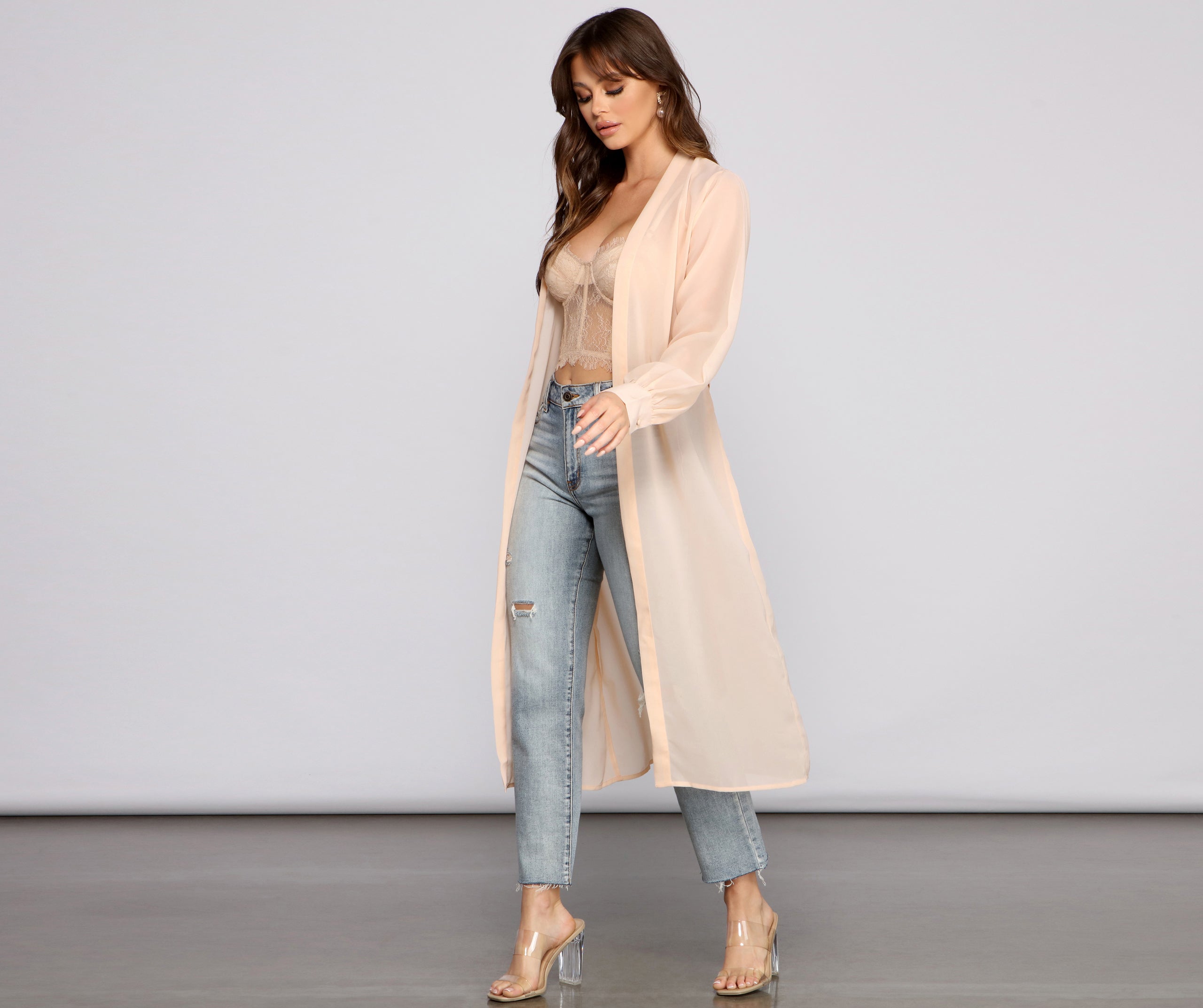 Sheer Appeal Chiffon Belted Trench