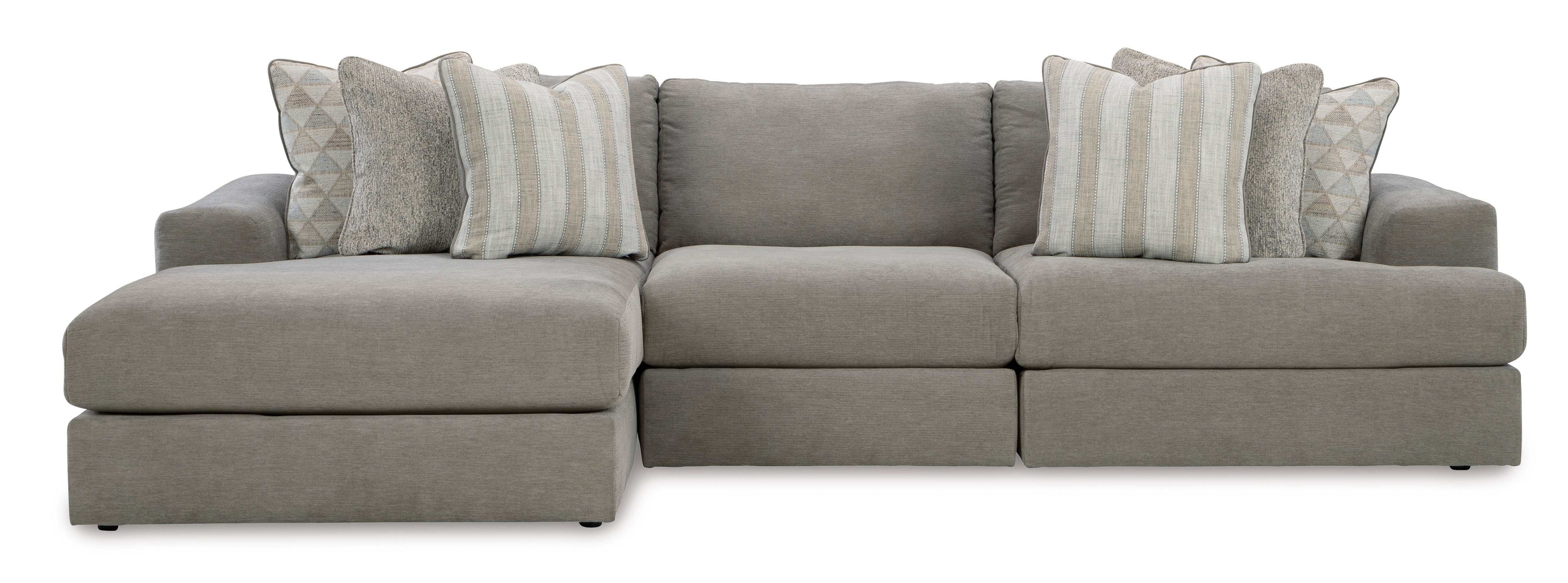 (Online Special Price) Avaliyah Ash Gray Chenille 3pc LAF Chaise Sectional