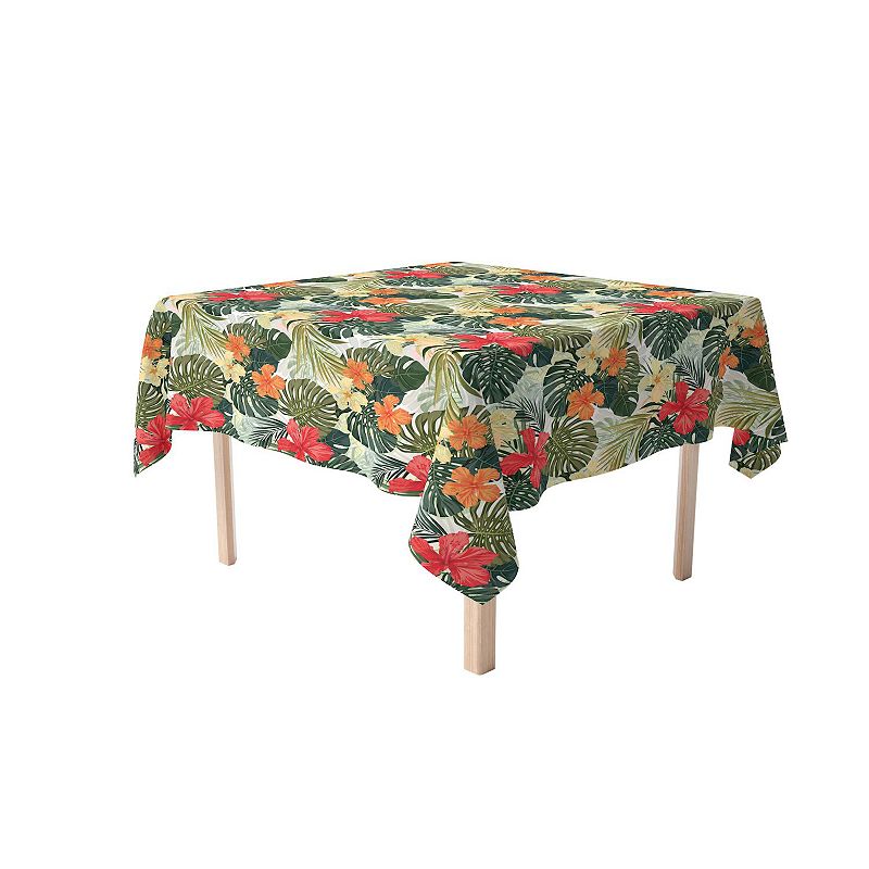 Square Tablecloth， 100% Polyester， 60x60， Hibiscus Garden